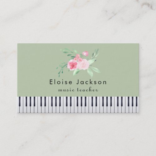 pianist pink and green business card
