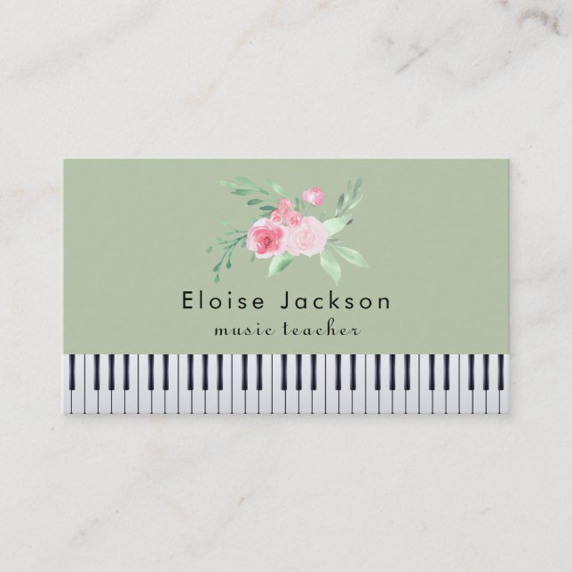 pianist pink and green business card (Front)