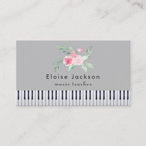 pianist pink bouquet and grey business card