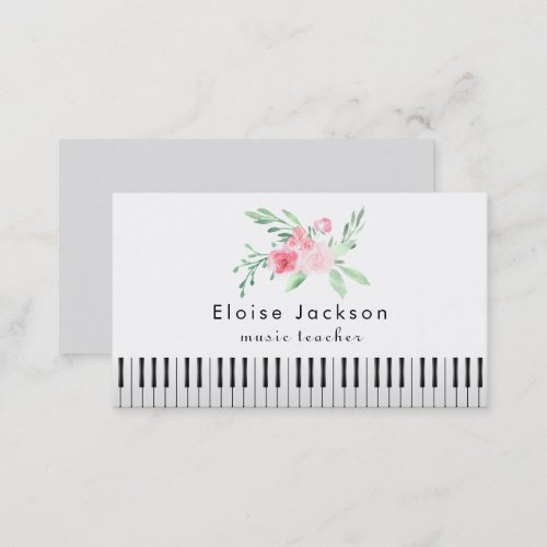 pianist pink bouquet business card