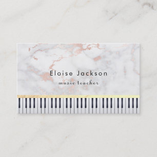 pianist pink marble music teacher business card