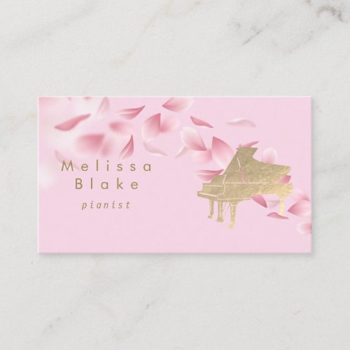 pianist pink petals business card