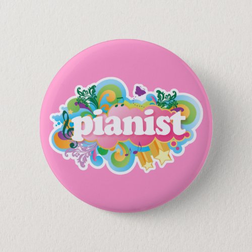 Pianist Retro Piano Gift Button