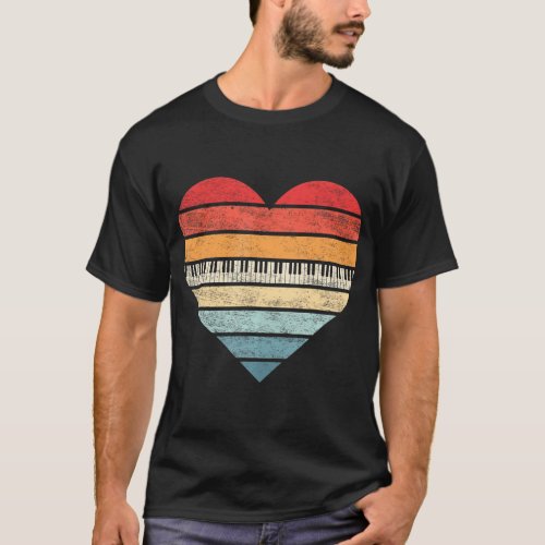Pianist Retro Sunset Piano Keyboard Player T_Shirt