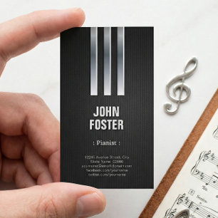 Pianist - Steel Metal Look Business Card