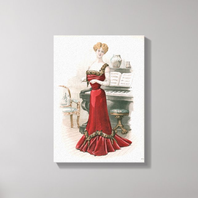 Pianist Vintage Edwardian Fashion Illustration     Canvas Print (Front)