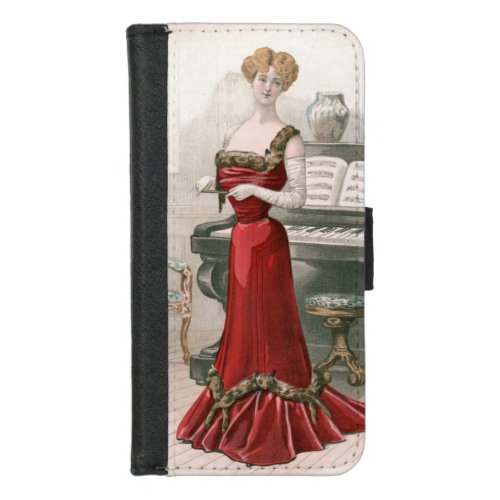 Pianist Vintage Edwardian Fashion Illustration   iPhone 87 Wallet Case