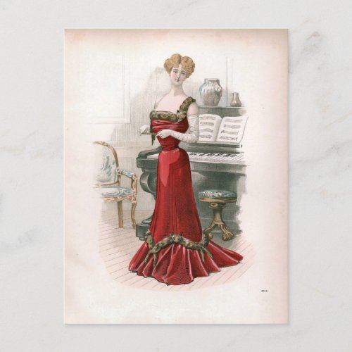 Pianist Vintage Edwardian Fashion Illustration   Postcard