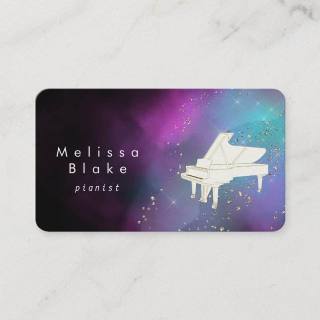 pianist  watercolor business card (Front)