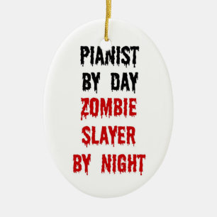 Pianist Zombie Slayer Ceramic Ornament