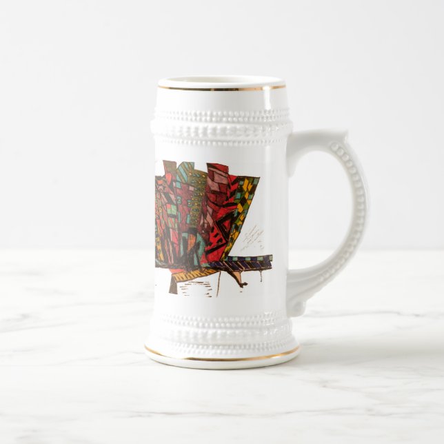 piano 916 ink white beer stein (Right)