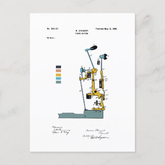 Piano Action - Patent Max Steinert - Colored  Postcard
