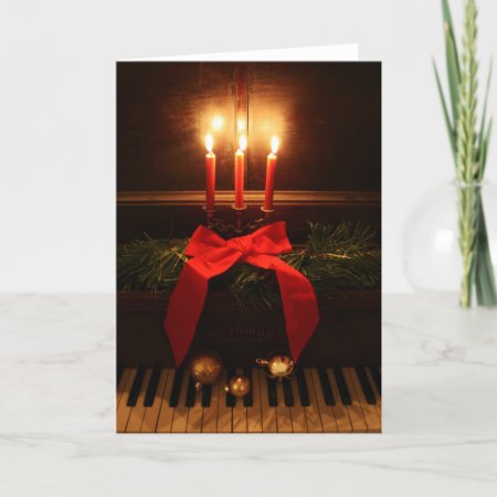 Piano And Candles Holiday Card