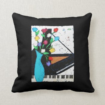 Piano And Flowers Pillow by ronaldyork at Zazzle