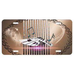 Piano and key notes license plate