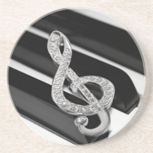 Piano and music Gclef Sandstone Coaster