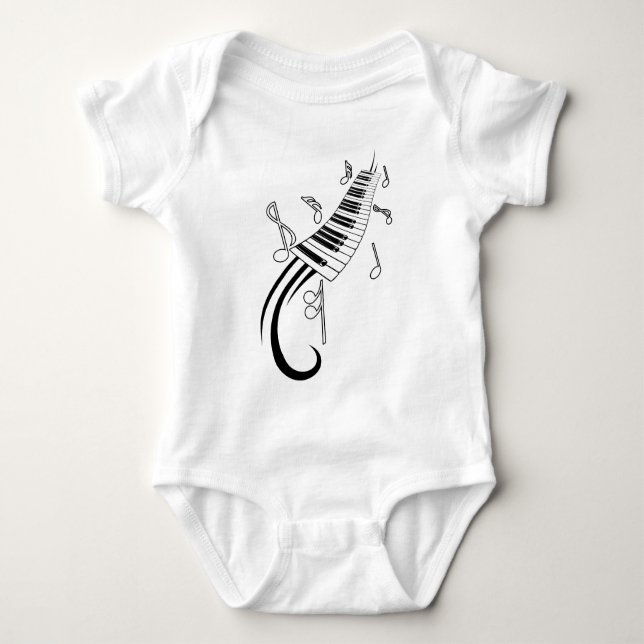 Piano and Music Notes Baby Bodysuit (Front)