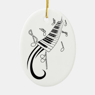 Piano and Music Notes Ceramic Ornament