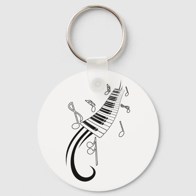 Piano and Music Notes Keychain (Front)