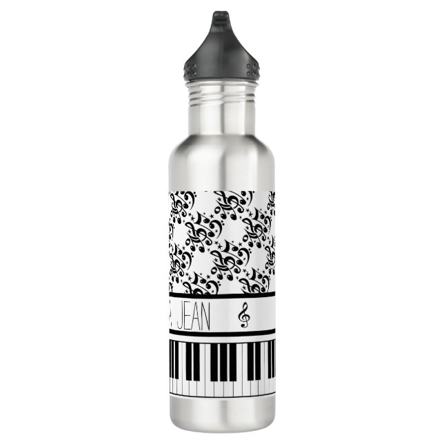 Piano and Music Notes Stainless Steel Water Bottle (Right)