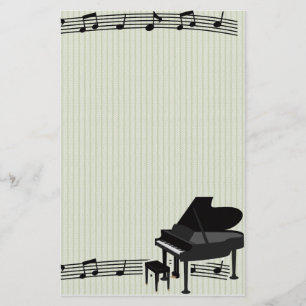 Piano and Music Notes Stationery