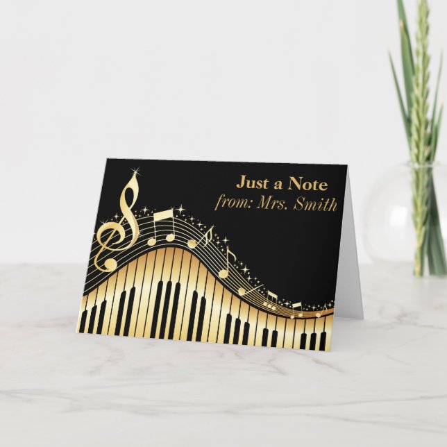 Piano and Music Personalized Greeting Cards (Front)