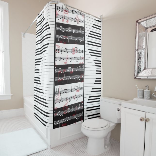piano and music score 2 piano shower curtain (In Situ)