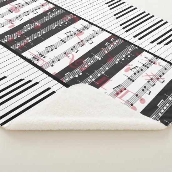 Piano and music score 2 sherpa blanket