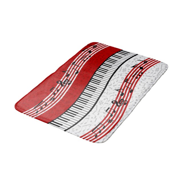 Piano and music score red bath mat (Angled)