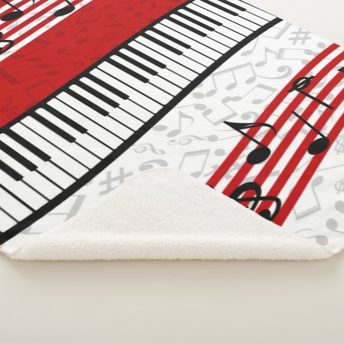 Piano and music score red sherpa blanket