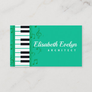Piano and musical notes melody business card