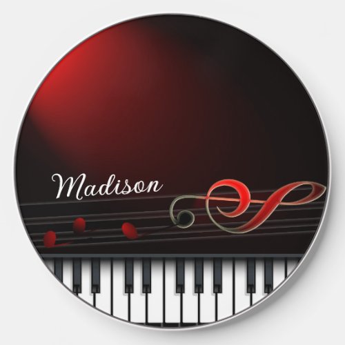 Piano And Red Treble Clef Wireless Charger