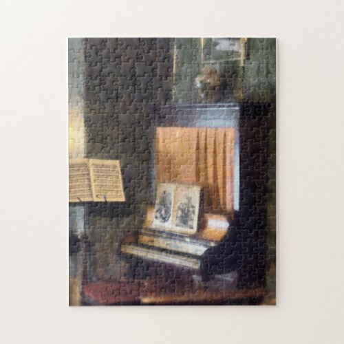 Piano and Sheet Music on Stand Jigsaw Puzzle