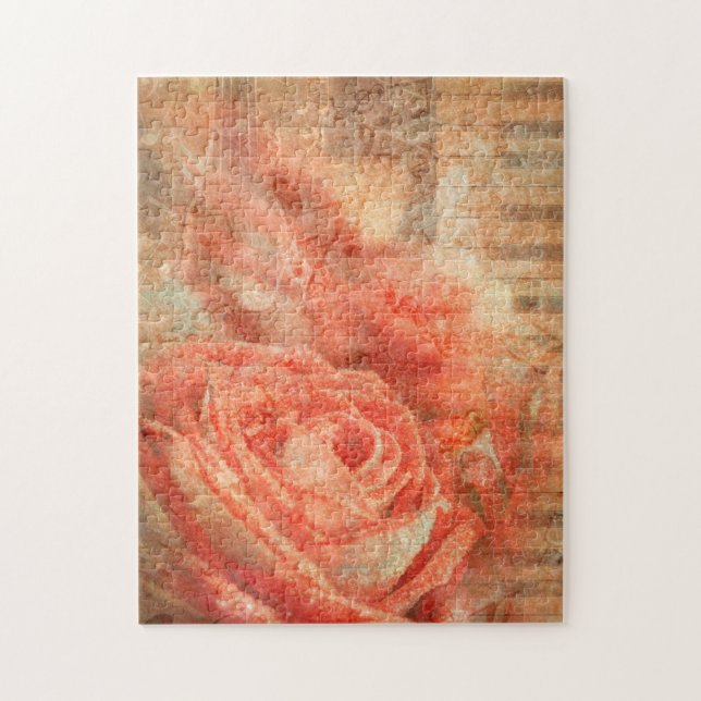 Piano and violin with music notes and rose jigsaw puzzle (Vertical)