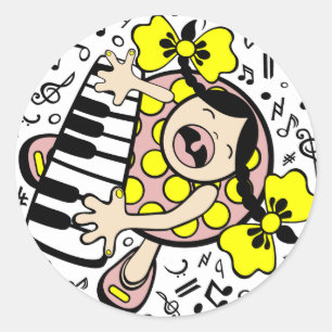 piano baby classic round sticker
