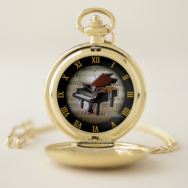 Piano ~ Background “The Musical Planet” *~ Pocket Watch (Inside)