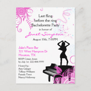 Piano Bar Bachelorette Party Invitation