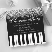 Piano Bar Christmas Party Silver Lights Invitation