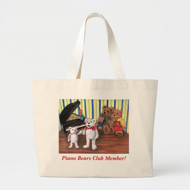 Piano Bears Character Piano Music Tote Bag (Front)
