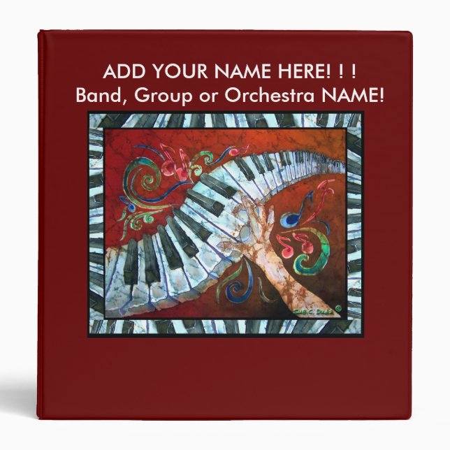 Piano Binder- Customizable TEXT 3 Ring Binder (Front)