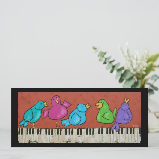 Piano Birds flat card (Standing Front)