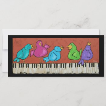 Piano Birds Flat Card by ronaldyork at Zazzle