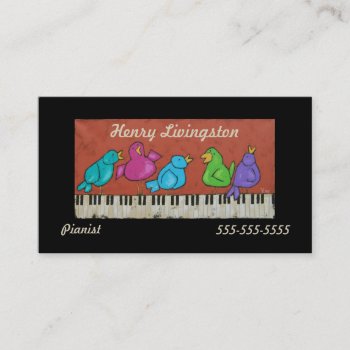 Piano Birds Pianist Business Card by ronaldyork at Zazzle