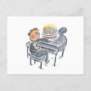Piano Birthday Cake Postcard