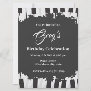 piano birthday invitation