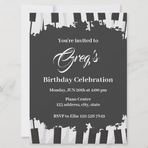 piano birthday invitation