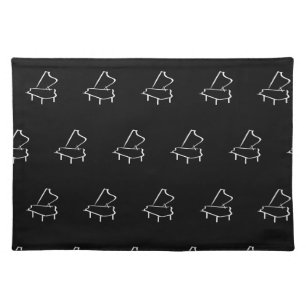 Piano Black And White Cloth Placemat