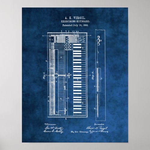 Piano Blueprint 6 Piano student gift Poster