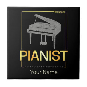 Piano Born To Be Pianist Musician Vintage Design Ceramic Tile
