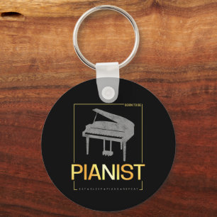 Piano Born To Be Pianist Musician Vintage Design Keychain